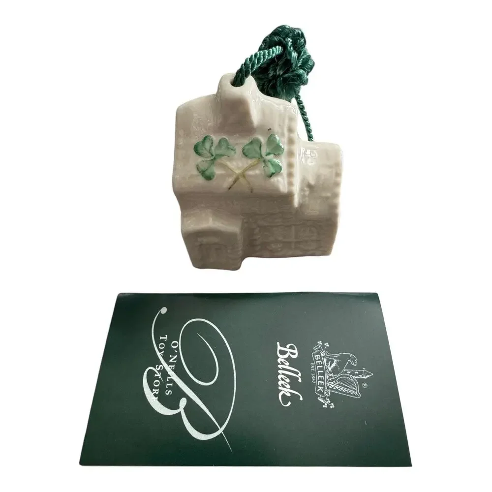NWB Vintage Irish Belleek Porcelain Christmas ornament O'Neill's toy shop in Box